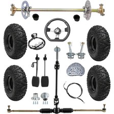 29" Go Kart Rear Axle Kit 145/70-6" Wheels Steering ATV Quad Buggy DIY Rebuild