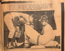Vintage 1977 AP Wirephoto Pete Rose Ron Cey Dodgers Reds Baseball News