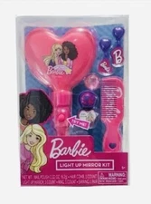 Barbie Glam Light Up Mirror Nail Polish Hair Brush Ring Earrings Girl Play Set