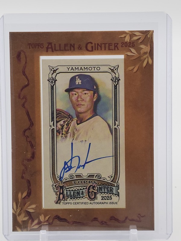 YOSHINOBU YAMAMOTO 2025 ALLEN & GINTER FRAMED MINI AUTOGRAPH DODGERS AUTO Q5944