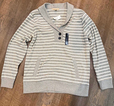 Banana Republic Men's Striped Collared Button Pocket Pullover Sweater, L