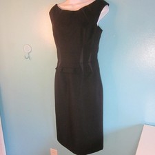 Karen Millen Womens Size S Wool Blend Bodycon Black Sheath Dress Side Zipper