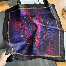 100 Silk Scarf Man Women Vintage Purple Paisley Kerchief Square Bandana 68 68cm
