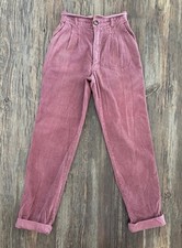 Vintage Attractions Pink Corduroy Pants Womens Jrs 5/6 High Waist Mom 80s 90s