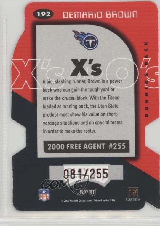 2000 Playoff Momentum Rookie X's /255 DeMario Brown #192 Rookie RC - Image 2 of 2
