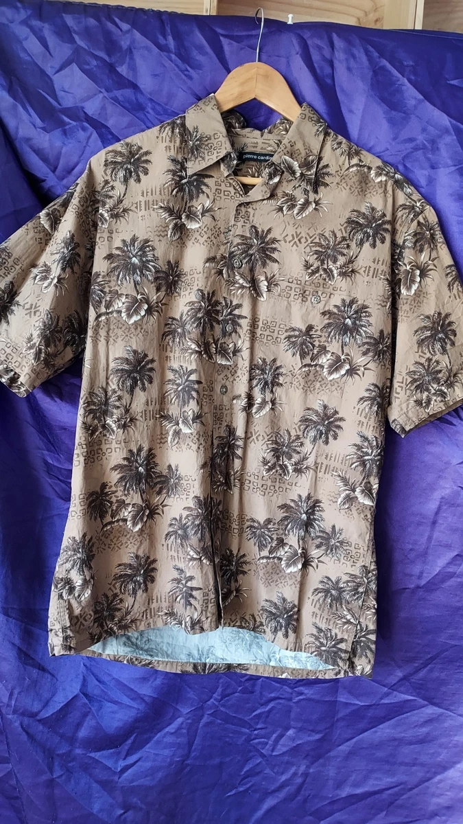 Chemise à Motifs Palmiers Beige/violet - Marque Campia Moda - Taille L En Rayon - État Parfait