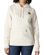 Carhartt Women's XL Ivory Relaxed Fit Pullover Hoodie Sweatshirt Logo Graphic