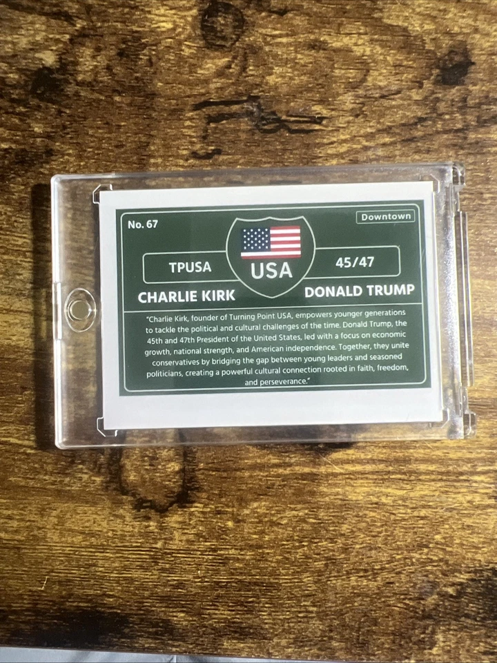 Tarjeta personalizada 2025 Dual Duos Downtown Donald Trump Charlie Kirk EE. UU. no automática MAGA Foto 3 de 3