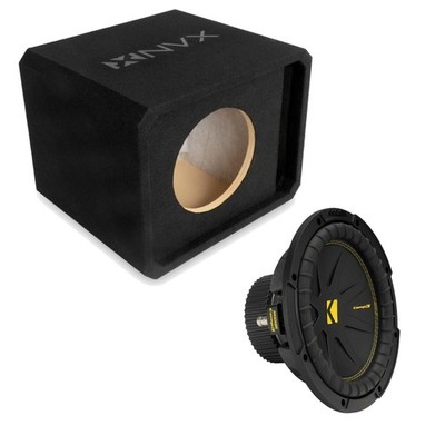 NVX NE101P Single 10'' Slot Ported 3/4'' MDF Sub Enclosure w/ CompC Subwoofer