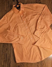 VTG Polo Ralph Lauren Shirt Mens XL Orange Regent Custom Fit 17 1/2 100% Cotton