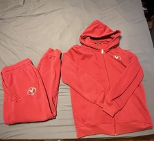 True Religion Men's Large Sweatsuit Set Jogger and Pullover Hoodie, Red, Buddha