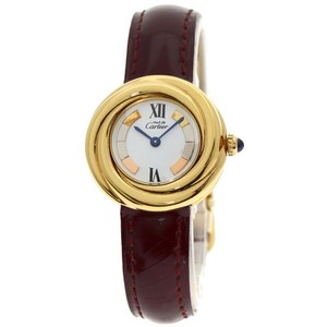 Authentic CARTIER Must Trinity ー Watches W1010644 Gold Plated/Leather Ladies