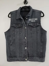 Very rare HTF Motley crue final tour black denim biker vest - final shows LA