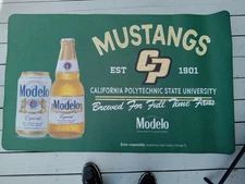 CERVEZA MODELO BEER  CALIFORNIA POLYTECNIC MUSTANG MAN CAVE FLOOR RUBBER BAR MAT