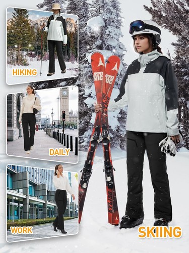 Women's Snow Ski Pants Fleece Lined Waterproof Softshell Insulated Flare for ... - Picture 5 of 9