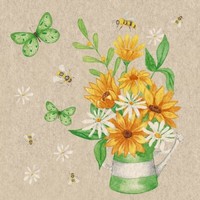 20 Servietten Nachhaltig Bees And Blossoms Vase Krug Bienen Gelbe Blumen 33X33Cm