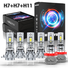 For BMW X5 2007-2013 LED Headlight Hi/Low Beam Fog Light Bulbs 6000K White Combo
