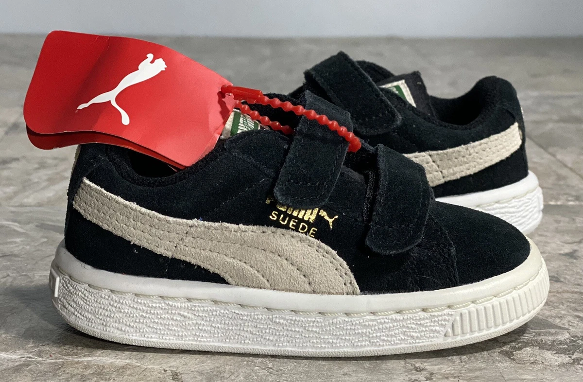 Puma Suede 2 Straps Infant Toddler s Running Walking Shoes Black