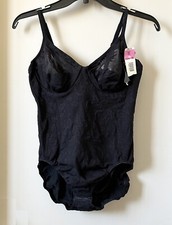 New with Tags Vintage OLGA Lingerie Bodysuit Black Teddy Lace Size 38C NOS
