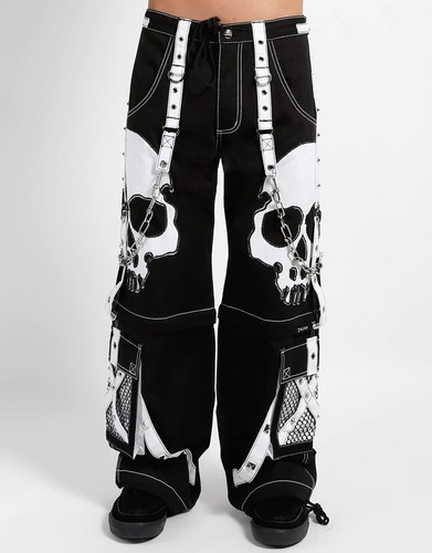 Men's Gothic Black With Big White Scare Skull Dark Street Pants - Bild 1 von 5