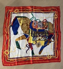 Contemporary Design Horse 20  Square Scarf Red Blue Yellow White