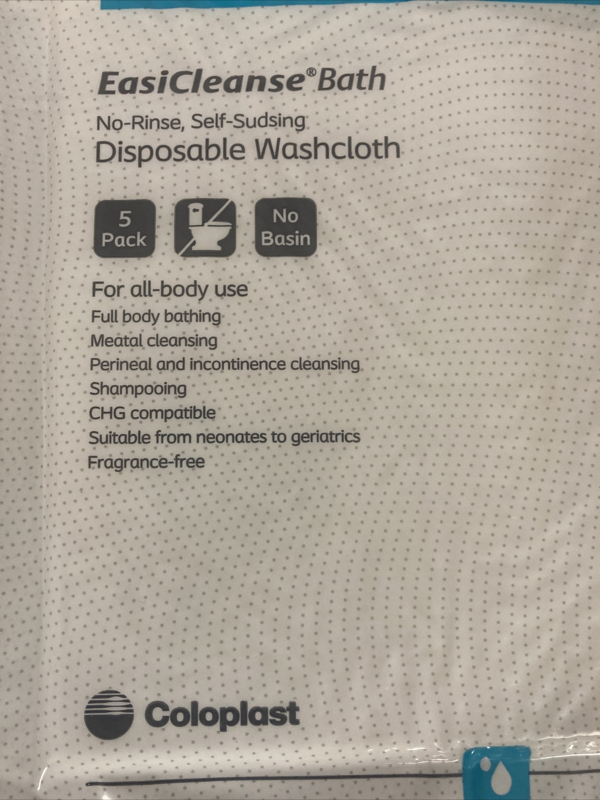 [5 Packs of 5] EasiCleanse Bath Disposable Washcloth Coloplast (25