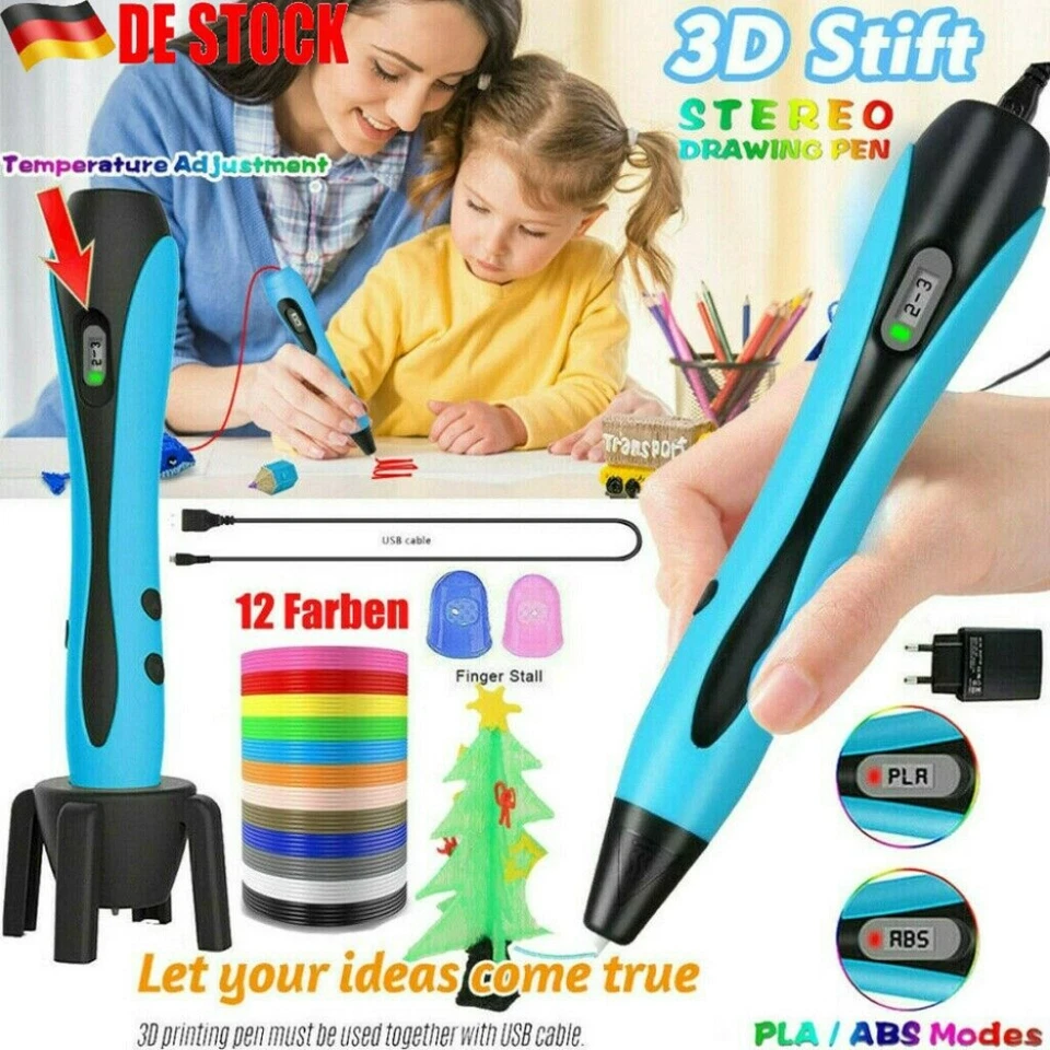 3D Stifte Set 3D-Druck-Stift mit 12 Farben 120ft PLA-Filament 3D Pen DIY Kinder, - Bild 4 von 4
