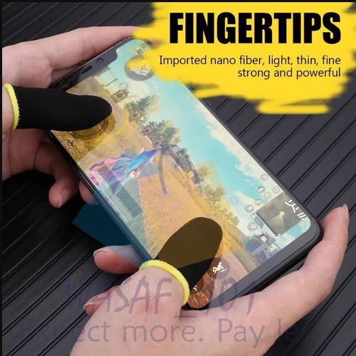 2 Pc Carbon Sweat Proof Finger PUBG Game Mobile Cots Sleeves Thumb Protector UK - 第 6/10 張圖片