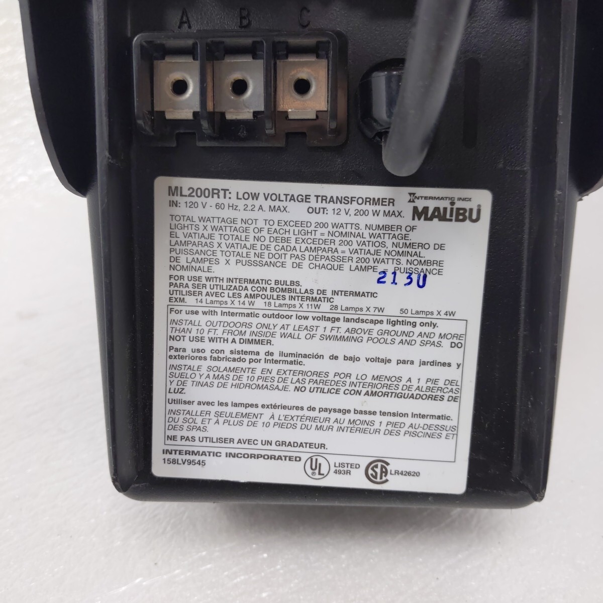 Malibu ML200RT 200 Watt 12V AC Low Voltage Power Pack Transformer Path