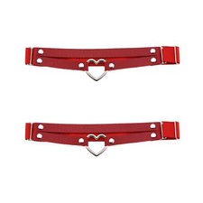2Pcs Adjustable Heart Leg Garter Belt Elastic Thigh Garters for Women Red
