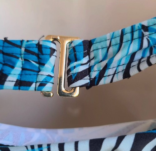 Time and Tru Women's Size M Palm Printed Ruffle Tiered Tankini Swim Top Halter - Picture 9 of 14