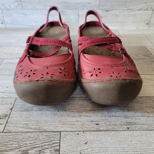 Muk Luks Sport Shoes 7 Red Mary Jane flats Geometric Cutouts Ankle Strap Womens - Picture 2 of 10