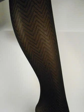 3 PAIRS Tights Tummy Smoother CHEVRON PATTERN,CURVACEOUS 1,LOT OF 3 -- pantyhose