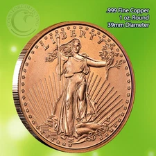 "Saint Gaudens" 1 oz .999 Copper Round Eagle Back