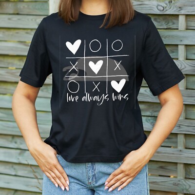 Love Always Wins T-Shirt | Tic Tac Toe Graphic | Black Unisex Tee S-2XL