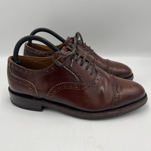 Loake Shoemaker Tan Brown Leather Oxford Brogue Shoes Men's UK 6 EU 40 US 7 - Picture 2 of 10