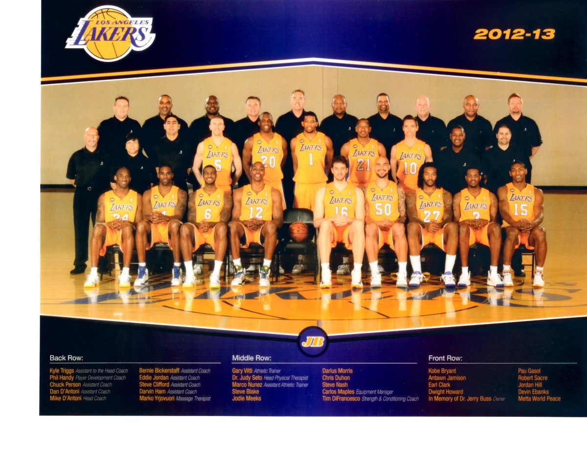 2012 2013 LOS ANGELES LAKERS 8X10 TEAM PHOTO BASKETBALL