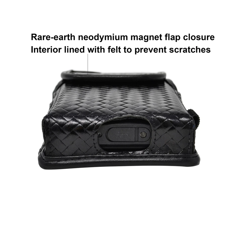 Sonim XP8 BASKET WEAVE Funda Cuero Negro Cierre Imán, Clip para Cinturón Foto 4 de 4