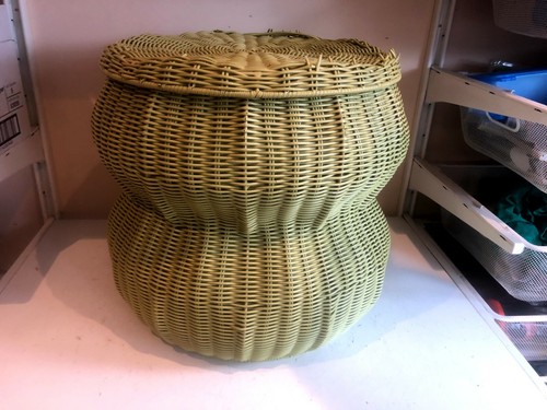 Old Snake Style Green Wicker Pouffe Footstool Foot Rest Ottoman Furniture Home