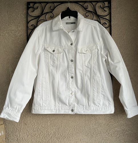 Topshop white denim jacket - size Large 