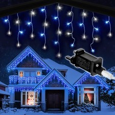 Image of Netta Icicle Christmas Lights Outdoor And Indoor Timer 8 Modes 240-2000 LED