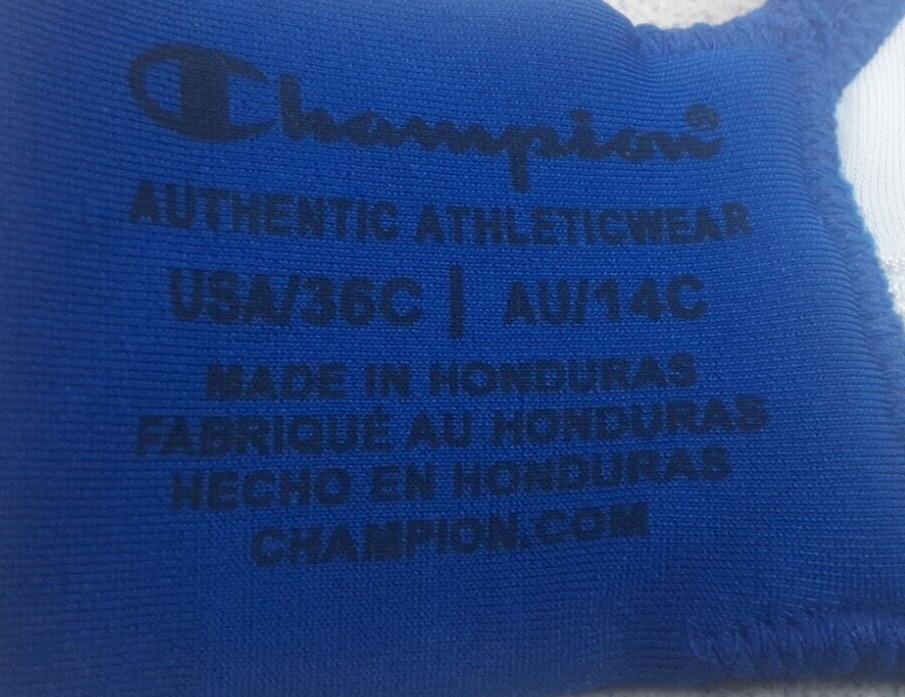 Champion Authentic Athleticwear RN 15763 Blue Wireless Sports Bra Size 36C  (21)