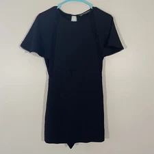 Zara Black Short Sleeve Open Back Romper S