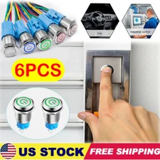 6PCS Latching Push Button Power Switch 16mm 12V LED ON OFF Waterproof Stainless