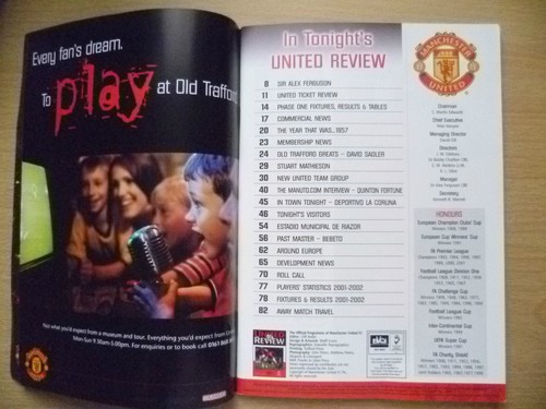 2001 UEFA Champions League- MANCHESTER UNITED v DEPORTIVO LA CORUNA - Picture 4 of 5