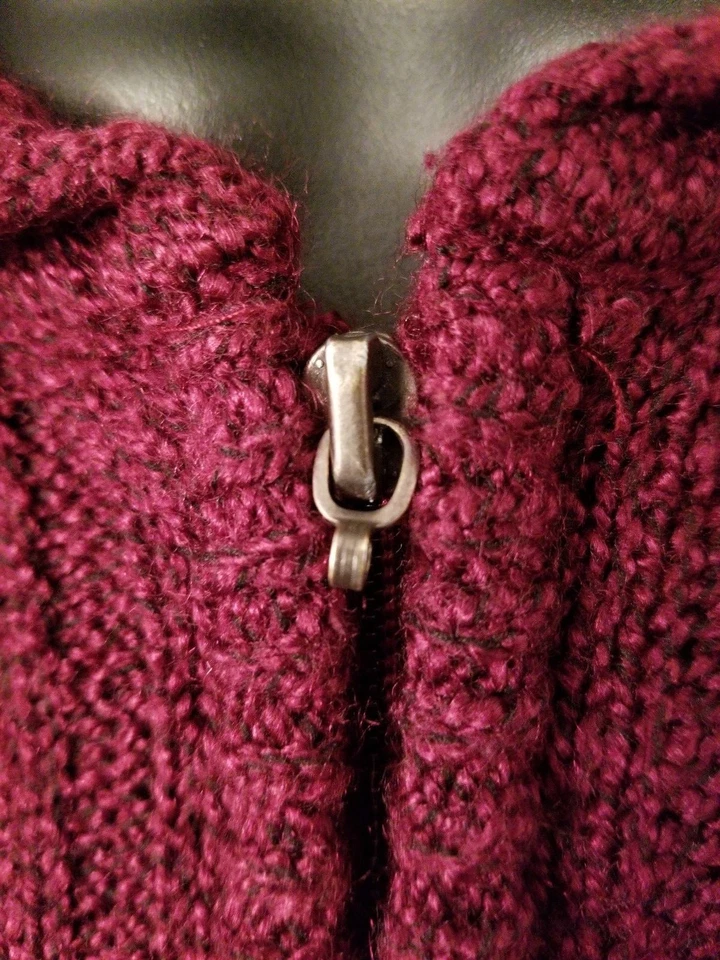 White Stag Womens Cardigan Sweater Shirt Top Size M Medium 8/10 Burgundy Black - Image 3 of 4