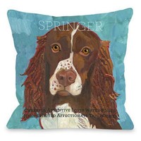 Springer Dog Themed Throw Pillow Springer Dog Themed Throw Pillow