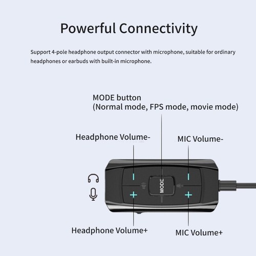 USB Sound Card Virtual 7.1 Surround Auditory Adapter for PC Gaming Headsets - Afbeelding 4 van 8
