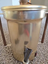 Vintage 60's ATOMIC ENTERPRISE Alum 30 Cup Coffee Percolator B8730 Wood Trim MCM