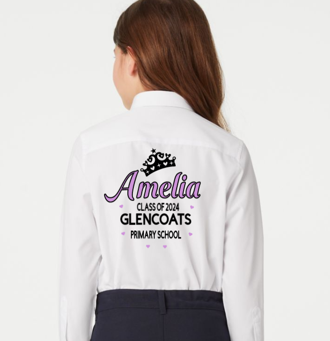 Girls glitter name leavers shirt girls glitter leavers blouse